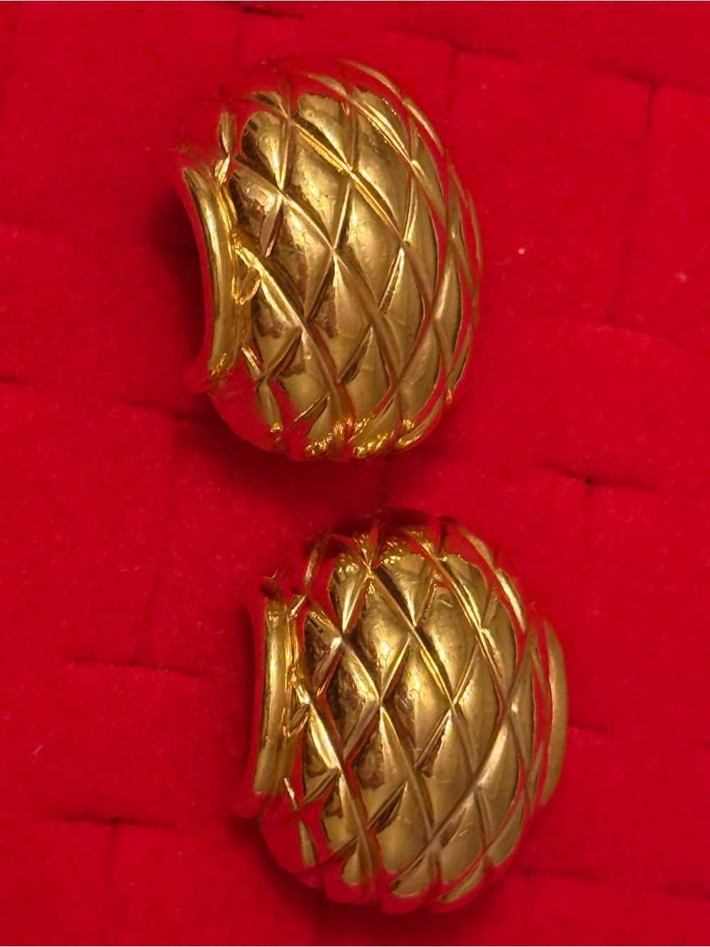 Vintage Napier Gold-Tone Quilted Dome Earrings - Women Jewelry